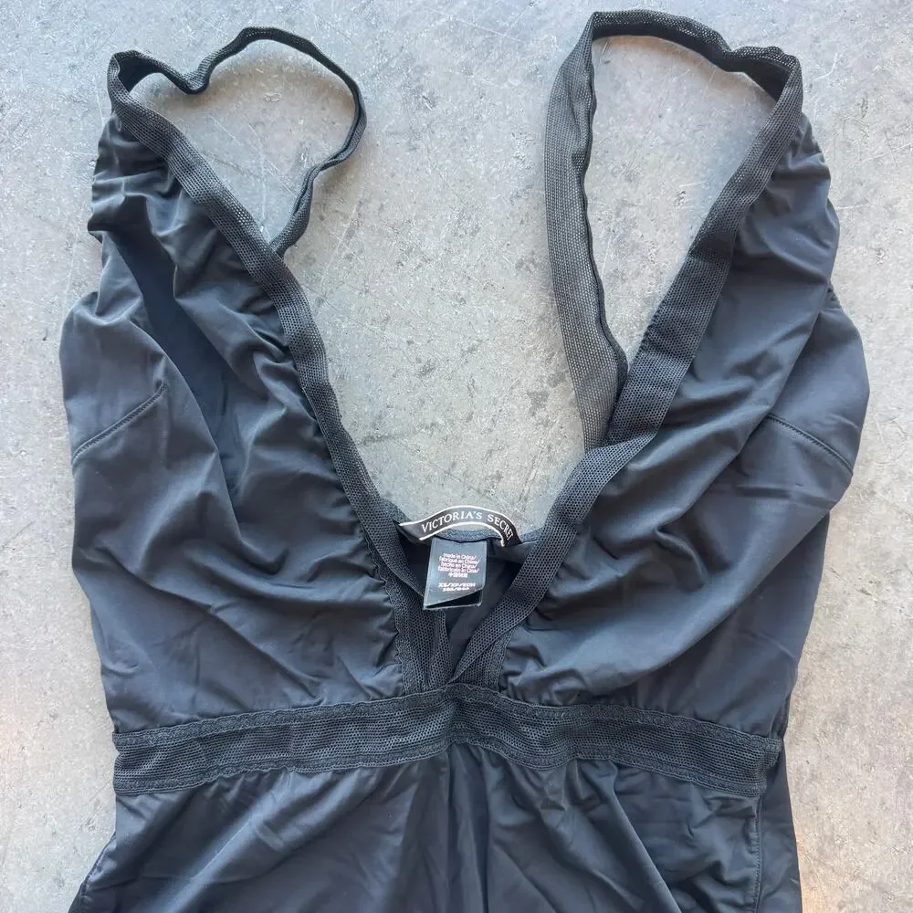 Vintage Y2k Victoria's Secret Black Mesh Deep V Cami Bodysuit Women's XS - Picture 3 of 6